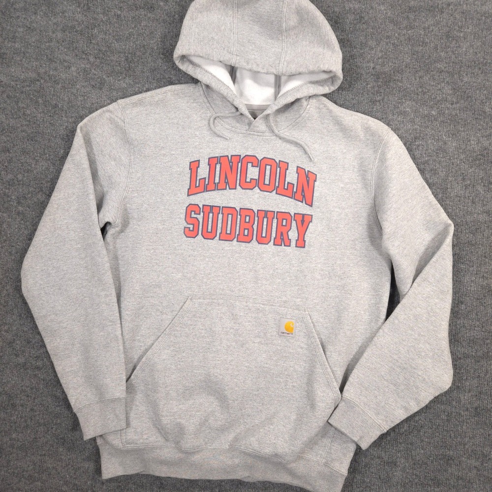 Carhartt Hoodie Mens M Gray Heather Marquette Loose Fit Lincoln Sudbury Warriors